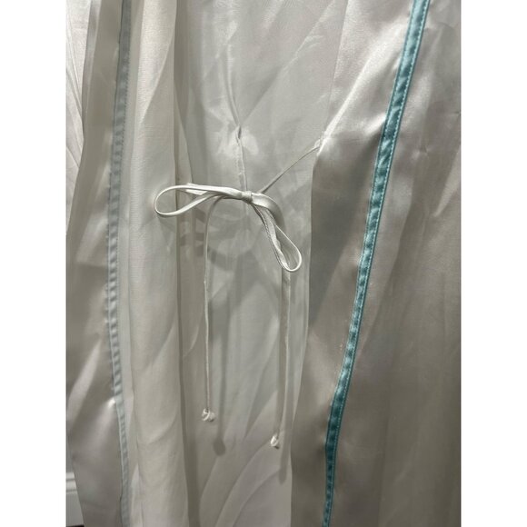 Linea Donatella The Bride White Satin Belted Robe Blue Trim Size Small Medium - Picture 4 of 8